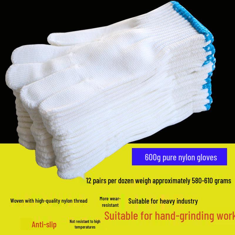 Durable Anti-Slip Nylon Work Gloves for Industrial and Construction Use