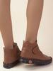 Botines de Invierno Forrados de Felpa para Mujer - Con Cordones, Punta Redonda, Cierre de Velcro, Tallas Grandes