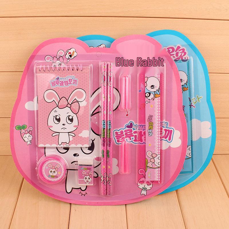 

Creative Cartoon Stationery Set - 8-Piece Learning Supplies for Primary Students, Ideal for Prizes & Gifts Price per Set синий