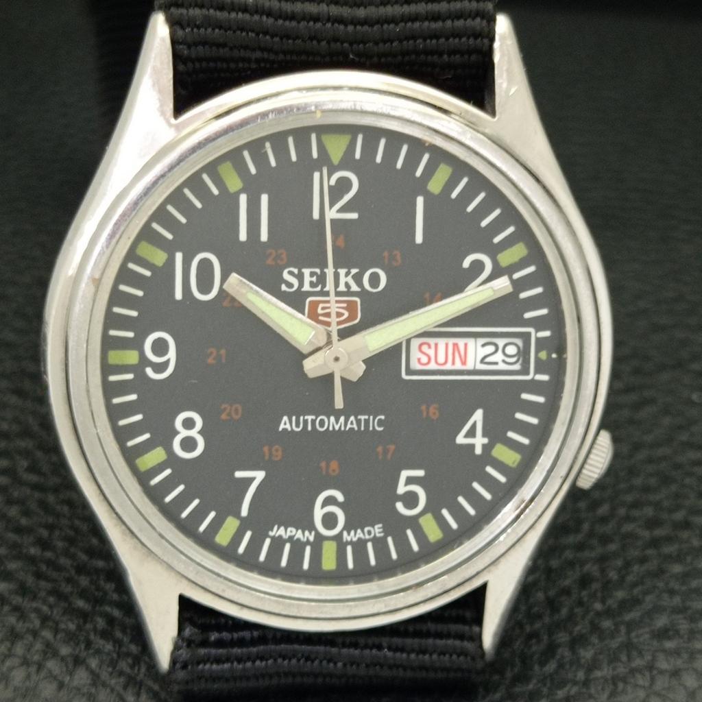 Seiko 5 AUTOMATIC 7S26A JAPAN MENS VINTAGE BLACK COLOR DIAL WATCH A701650-5 R206c-a701650