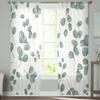 Summer Eucalyptus Leaves Watercolor Sheer Window Curtains For Living Room Kitchen Children Bedroom Voile Hanging Curtain