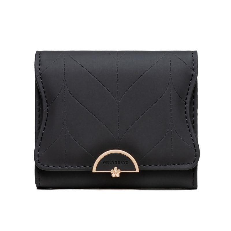 

EMY-li wallet ladies tri-fold Synthetic leather trifold Fashionable compact cute (black)