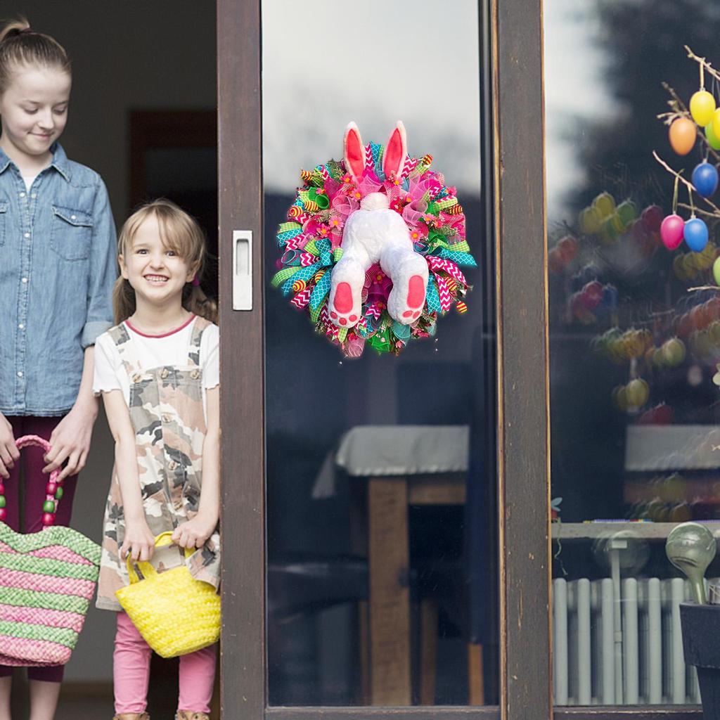 Easter Decorations Craft Supplies Easter Rabbit Wreath with Ears Rabbit Shape GarlandWall Decor Home Decoration Props