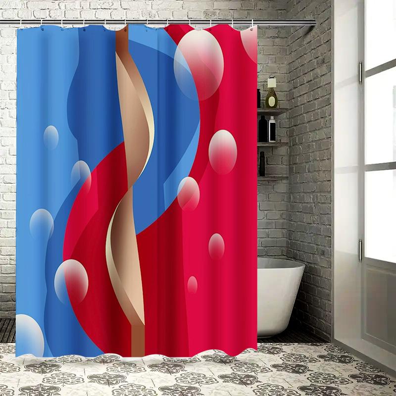 

Bathroom Shower Curtain With Modern Red Blue Abstract Design For Home Decor Waterproof Fabric W60H190(CM)-1 Pcs