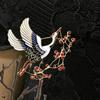 Plum and Crane Brooch - Sophisticated Luxury Small-Sized Waist-Adjustable Closure High-end Women's Pin