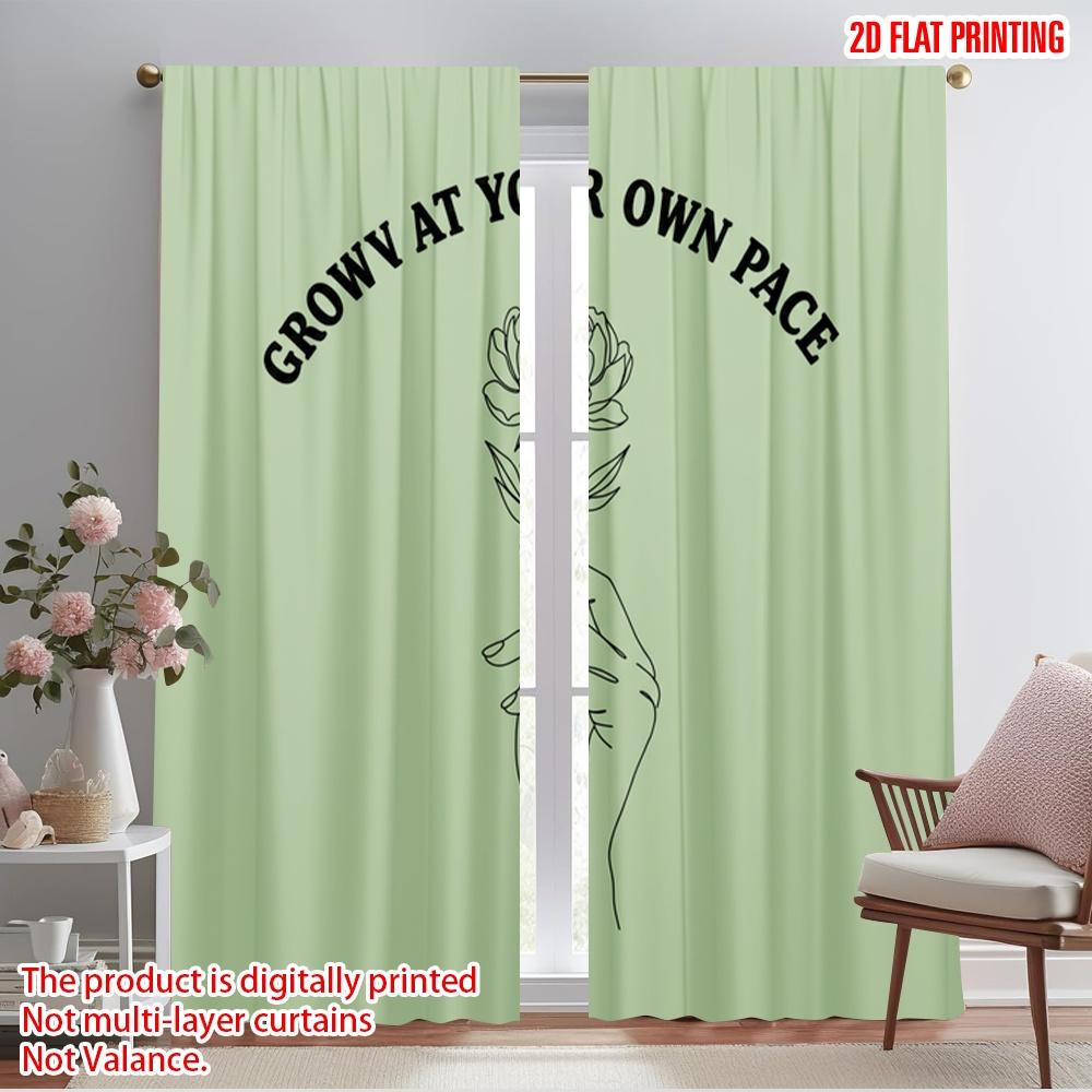 

2 шт. Шторы с 2D плоской печатью Ткань с цветочным рисунком «Расти в своем темпе» Без электричества 0 Использовать для реквизита для фотобудки 52.50×116.00 CM 2pcs