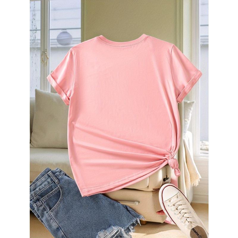 Women'S Short-Sleeve T-Shirt with Letter And Strawberry Print, a Trendy And Versatile Casual Top for Summer