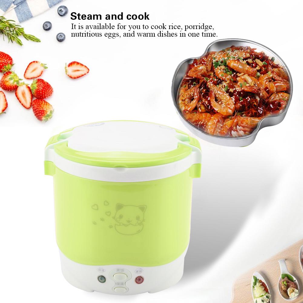 170W 1L Electric Portable Multifunctional Rice Cooker Food Steamer for Home (Green)