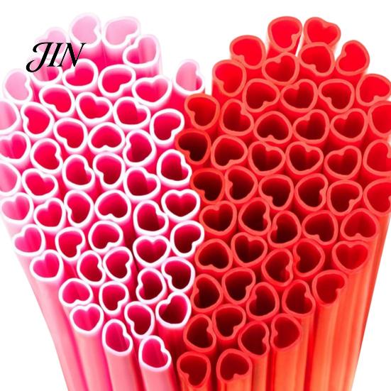 Drinking Water Straw Heart Shaped Straws, Food Safe PP Disposable Rounded Grade Lip Design Comfortable Sip Straws for Cocktail, Birthday Party