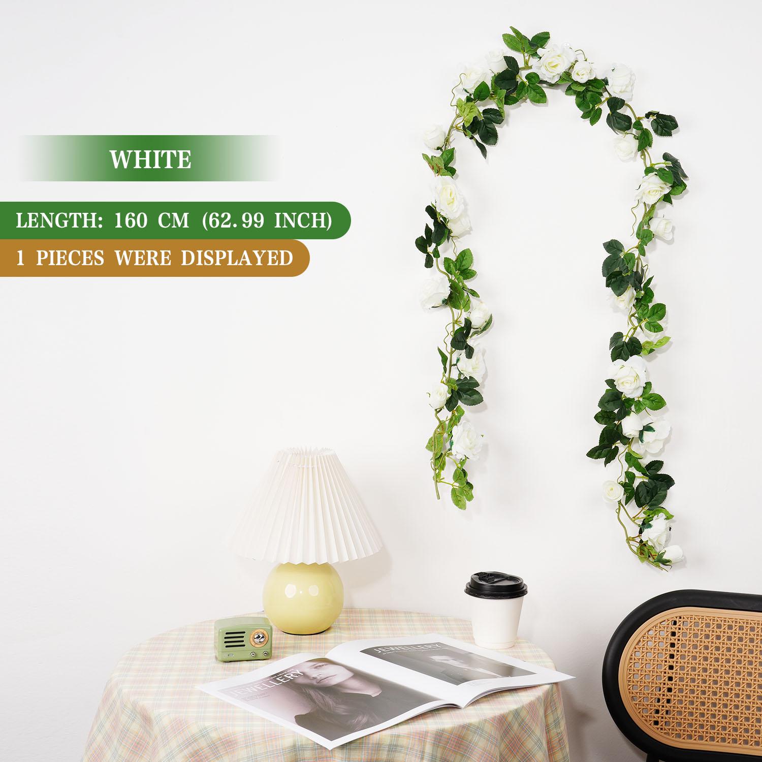 

160CM Artificial Rose Vine Fake Rattan Flowers for Wedding Arch Home Room Spring Garden Christmas Decoration DIY Fake Plants 1PC белый