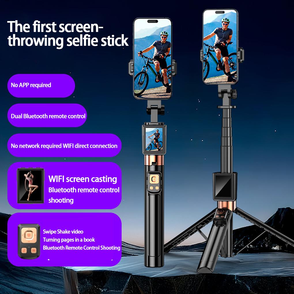 Tripod Screen Mirroring Selfie Stick WIFI Projection Screen Real Time Display Selfie Monitor For Smartphone Video Recording