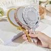 Portable Vintage Handheld Makeup Mirror Hand Hold Round Cosmetic Mirrors European Style Noble Ancient Court Mirror Beauty Tool