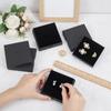 6Pcs Paper Jewelry Set Gift Packing Boxes with Sponge Inside for Earrings Necklaces Square Black 9x9x1.6cm