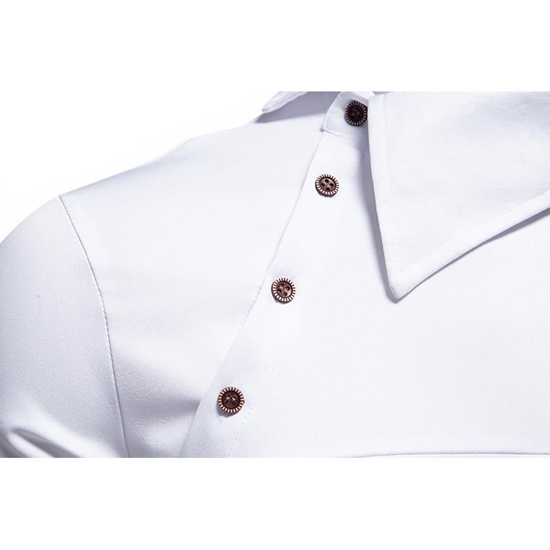 Camicie da uomo dal design chic, a maniche lunghe, tinta unita, casual, con risvolto, collo a barchetta, abbottonatura, abbigliamento maschile alla moda, vestibilità slim