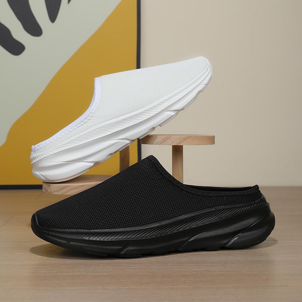 Women's Shoes Large Size Summer Mesh Ultra-light and Breathable Couple Lazy Shoes Outdoor Casual Half-drag Mesh Shoes Women