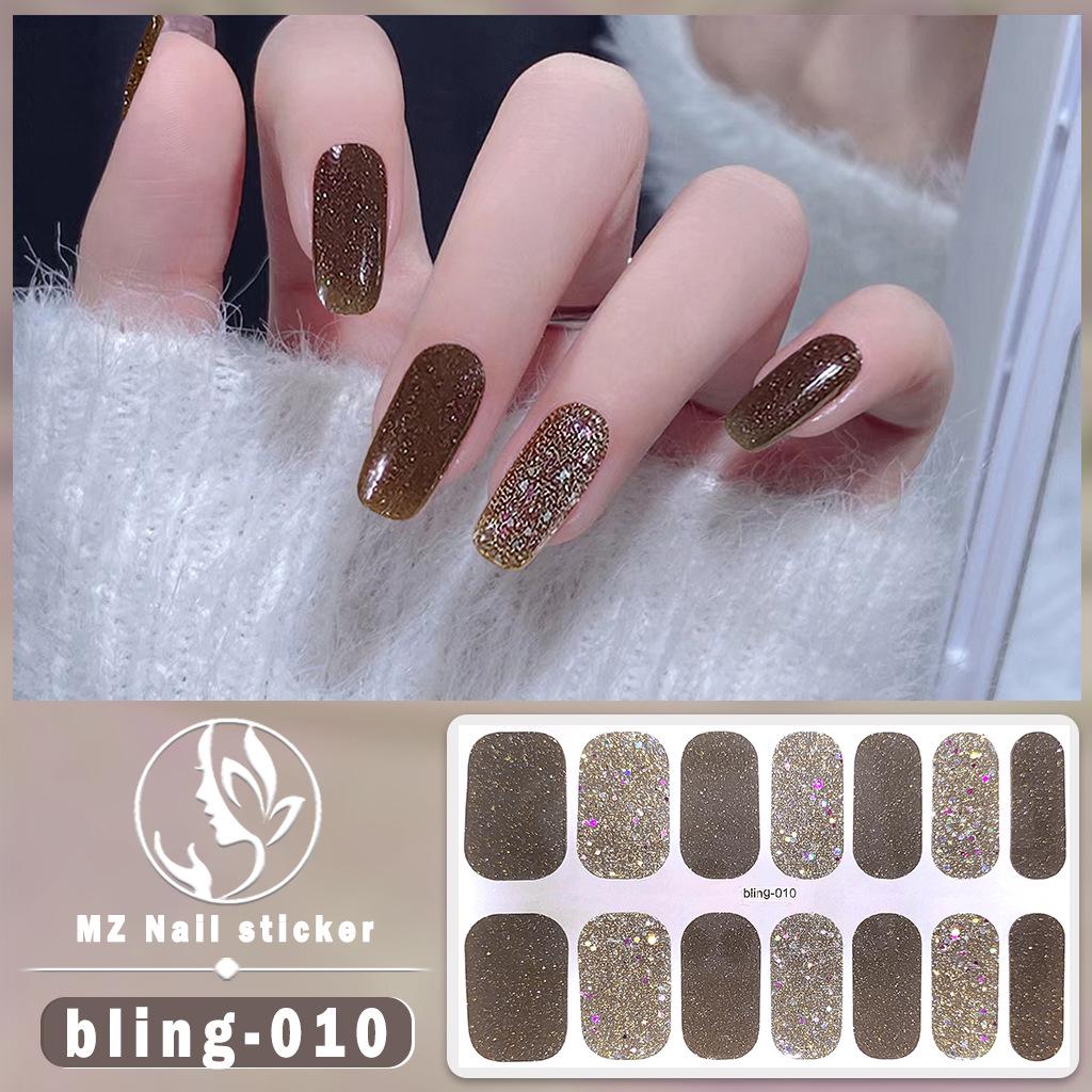 Meizhi 14-Finger Bling Aurora Gel-Nagellack-Aufkleber – selbstklebend, wasserfest, siegelfrei