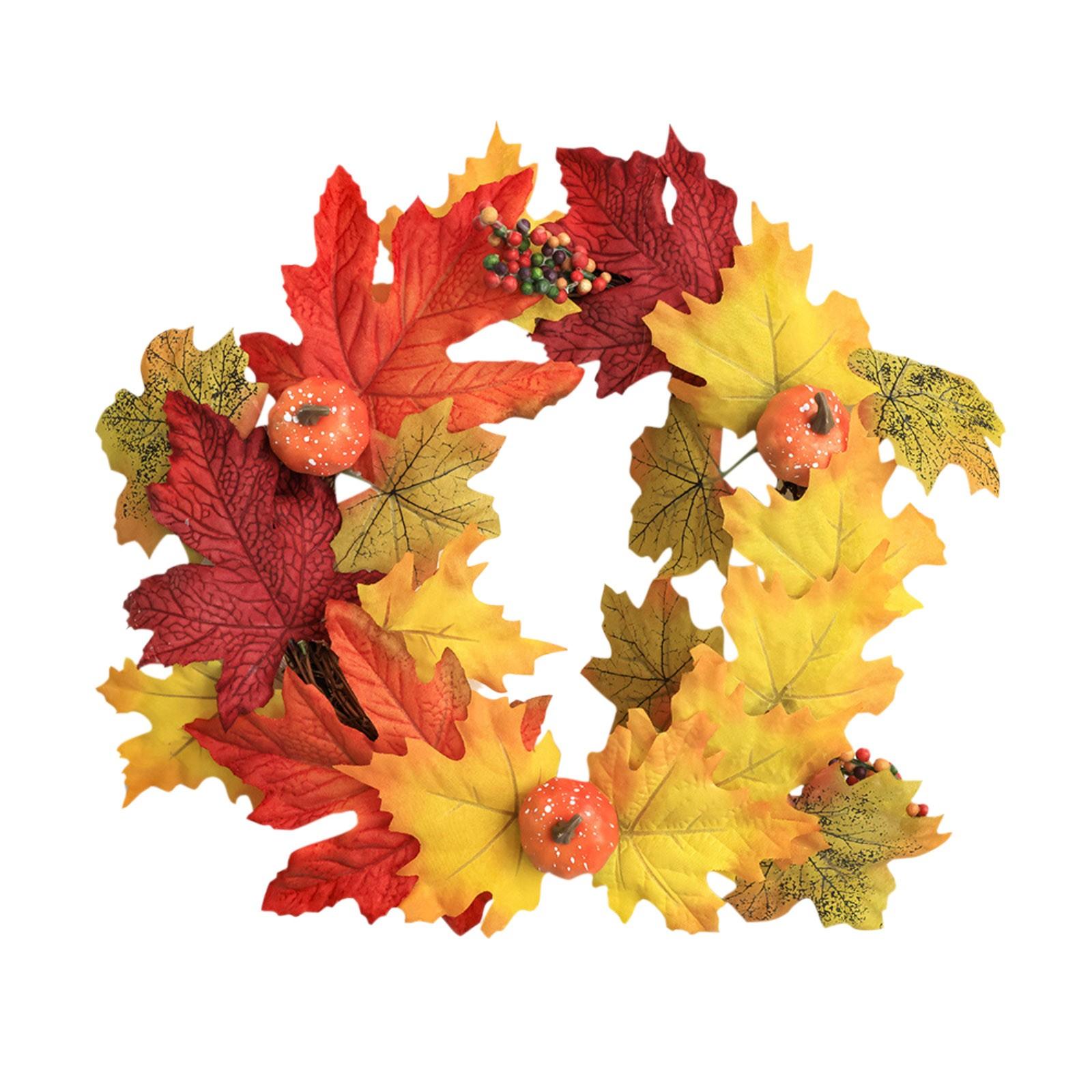 

Фестивальный венок из кленовых листьев, тыквы, венок на Хэллоуин, подвесная дверь, ягодный осенний венок, украшения на День благодарения One Size жёлтый