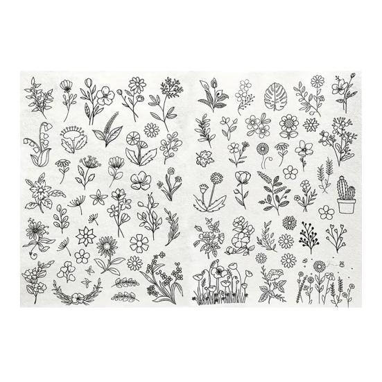 2 Sheets Water Soluble Embroidery Stabilizer DIY Stick Stitch Embroidery Paper with Pre-Printed Flowers Leaves Animals Pattern Beginners Sewing Lover