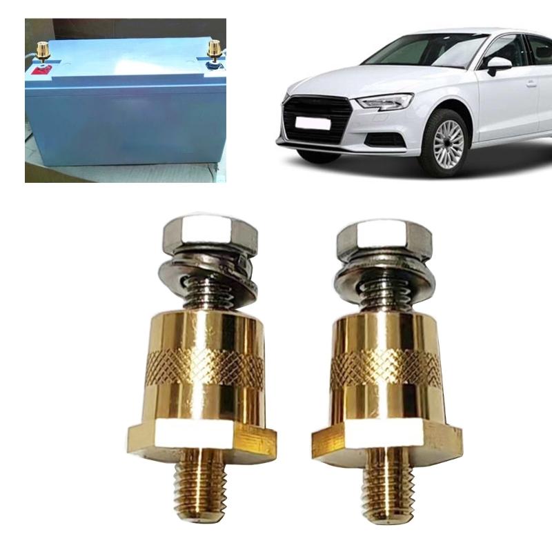 Car Battery Terminal Pair with 6/8mm Thread Durable Brass BatteryPole Adapter Convenient Repair Solution Simple Install