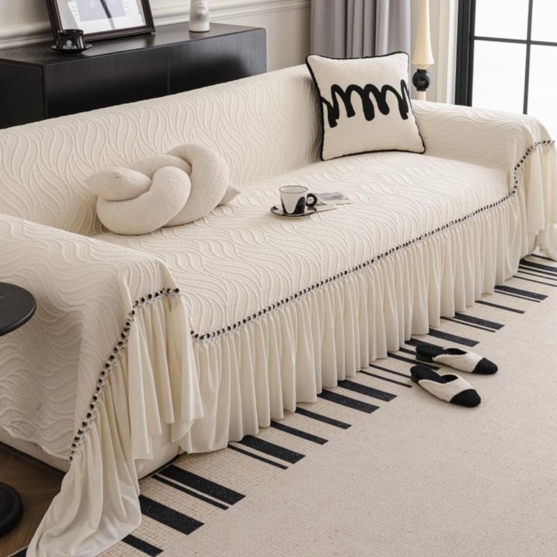Color Cool Decor Throw-Cover Quilt Pleated Korean-Fashion Lacy-Trim Camp-Adventure Pad Settee-Set Guard Timeless Plain Couch-Set Shield
