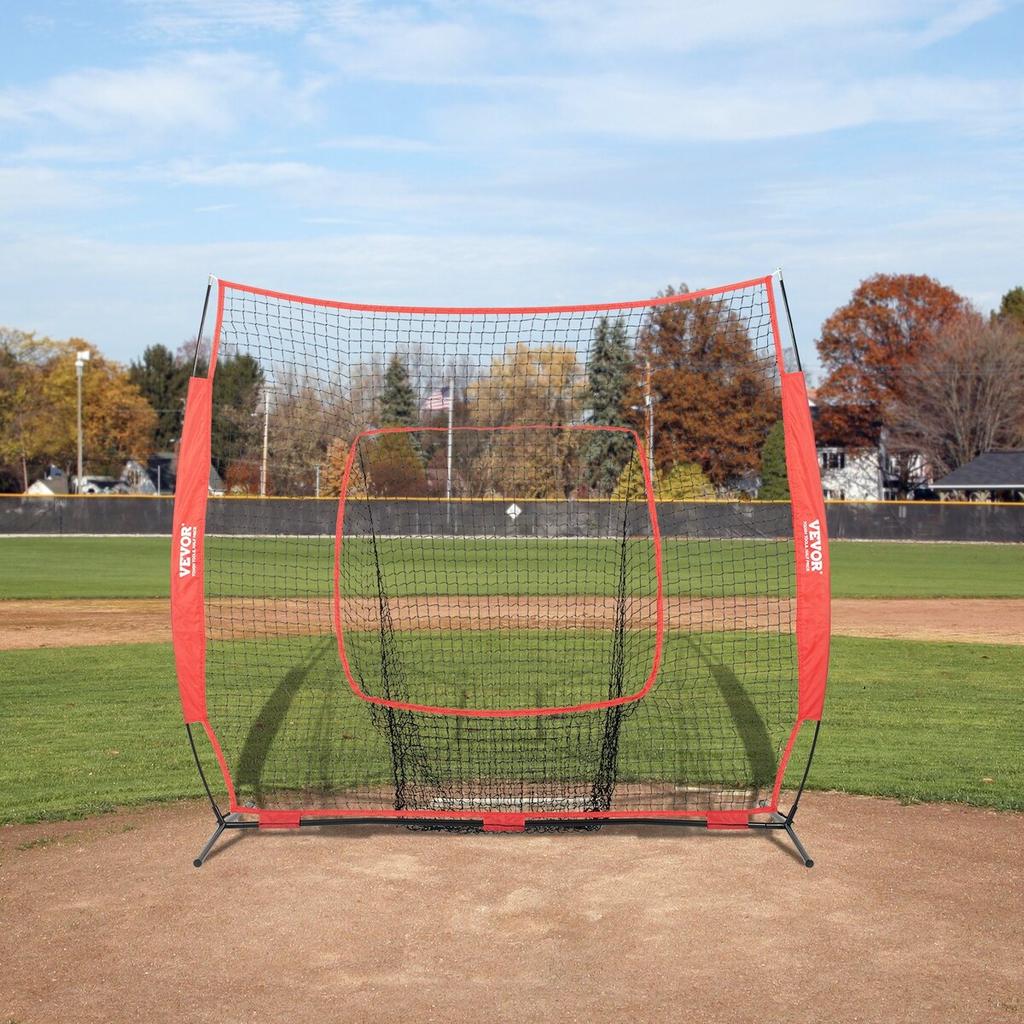 7x7 Ft Baseball Softball Practice Net, Portable Baseball Training Net for Hitting Batting Catching Pitching, Backstop Baseball Equipment Training Aids