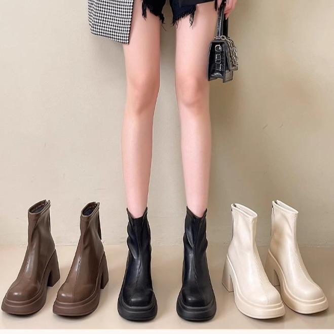 Early spring new fashion small fashion boots women's thick heel Martin boots super high heel temperament small short boots