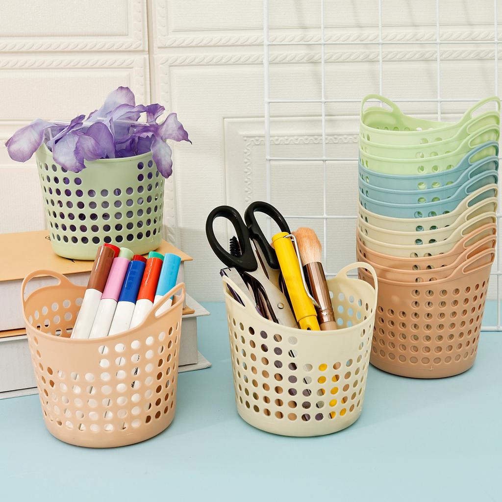 48Pcs PP Desktop Pencil Holder Large Capacity Desktop Pencil Basket Openwork Mini Storage Basket Space Saving for School Office