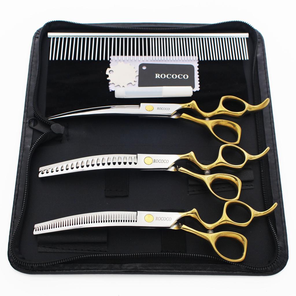 Golden Pet Curved Scissors Set Special Grooming Metal Tools for Dogs Pet Cleaning Supplies Beauty Combing Products Accessories