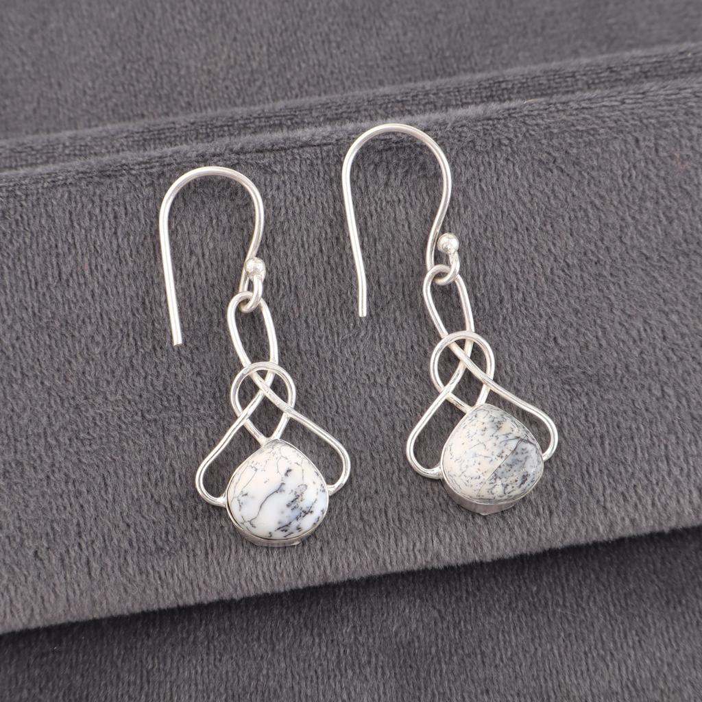 Dendritic Opal Jewelry, 925 Solid Sterling Silver Earrings Jewelry, Handmade Gorgeous Silver Earrings For Thanksgiving Gift