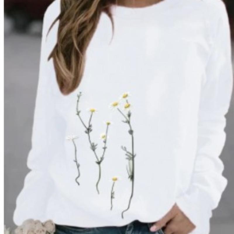 Women's Printed Long-sleeved Round Neck Sweater