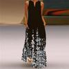 Yousheng Lady Maxi Dress with Pockets Flower Printing A-line V Neck Sleeveless Loose Full Length Dress for Vavation Beach Parties