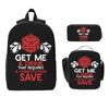 DND Caneta e Papel Presente Id Mochila Mochila de Estudante Bolsa Escolar Bolsas de Ombro para Computador 3 Peças Bolsa Térmica para Almoço Estojo