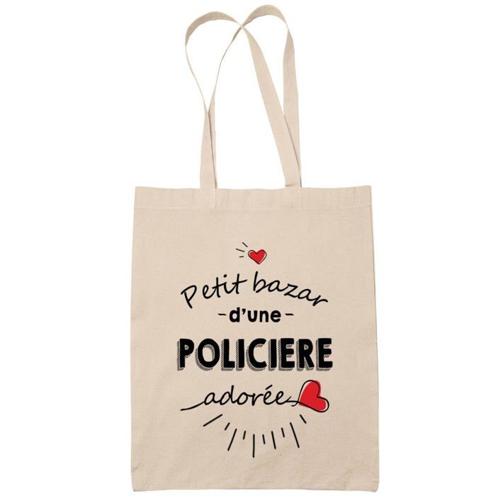 Tote bag - PLANETEE - Policière adorée femme - Coton - Imprimé en France - Beige