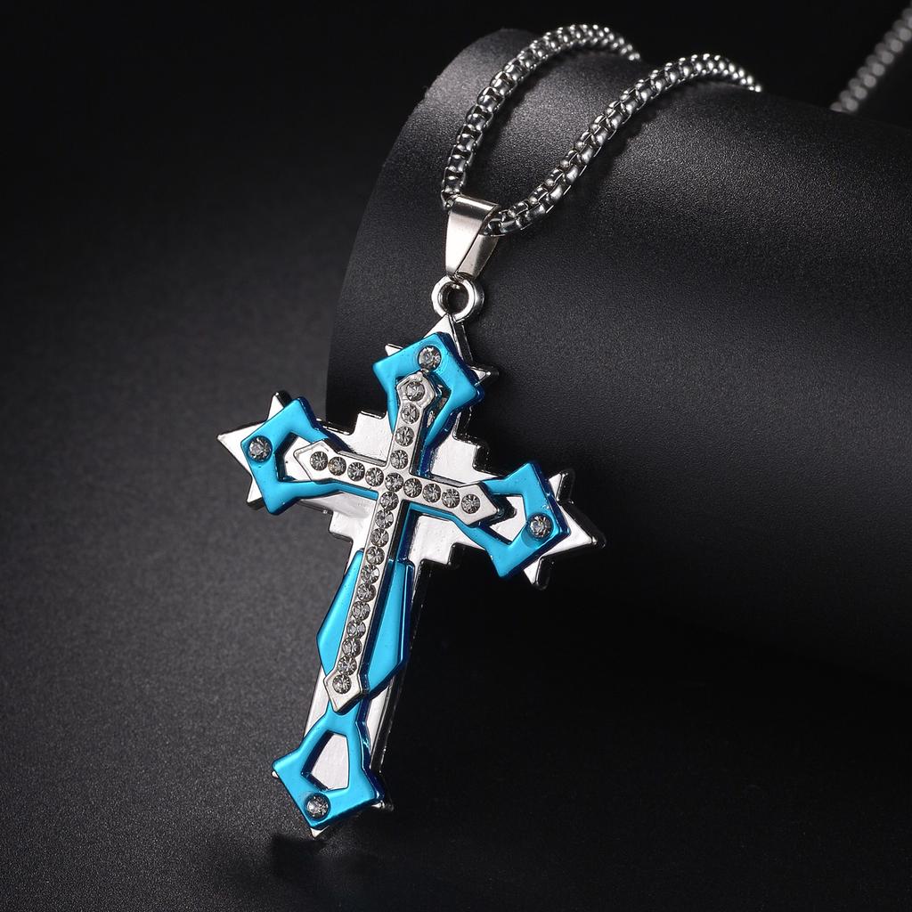 Christian Jesus Cross Necklace for Women Men Stainless Steel Chains Choker Religion Pendants Jewelry Prayer Baptism Gift
