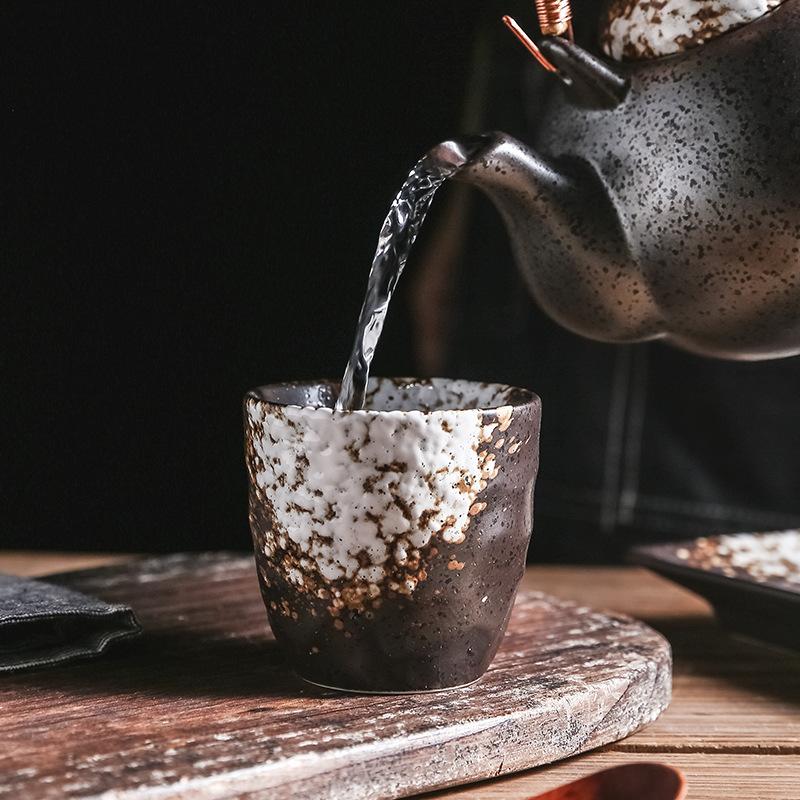 Taza de té japonesa de 180 ml taza de café matcha práctica retro cerámica taza de cerámica tosca