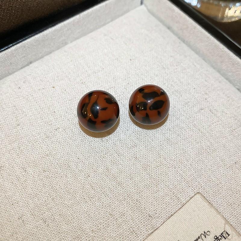 Retro Hong Kong Style Silver Needle Leopard Print Circle Earrings Light Luxury High-end Temperament Earrings Niche Earrings Women