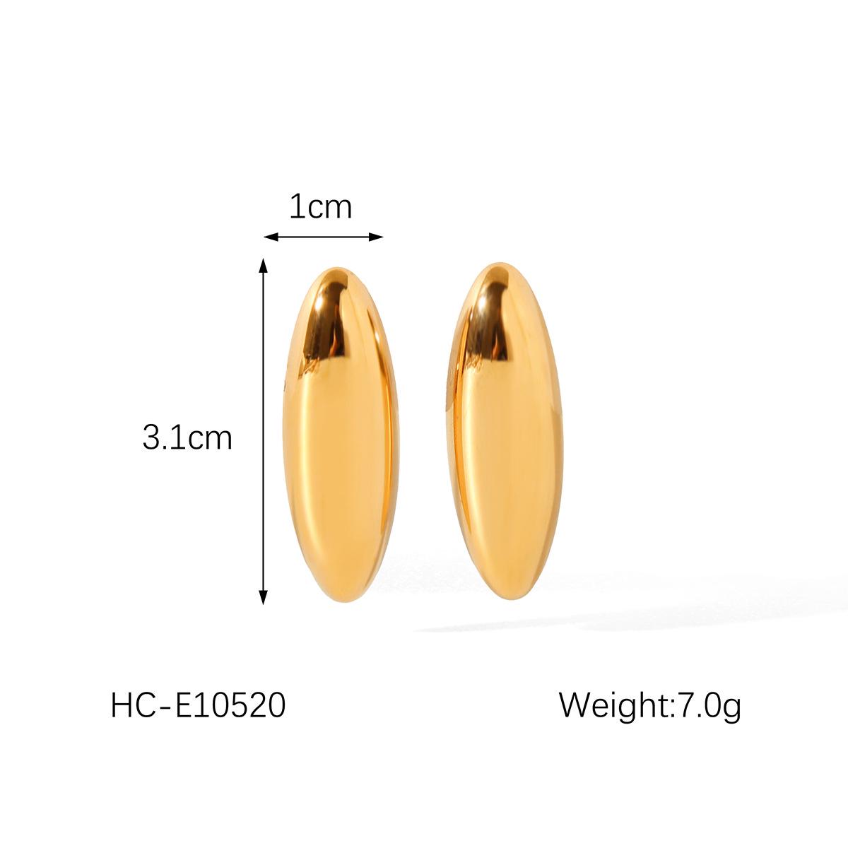 Elegant Geometric European-American Stainless Steel Oval Stud Earrings for Women - Colorfast Titanium Steel Jewelry