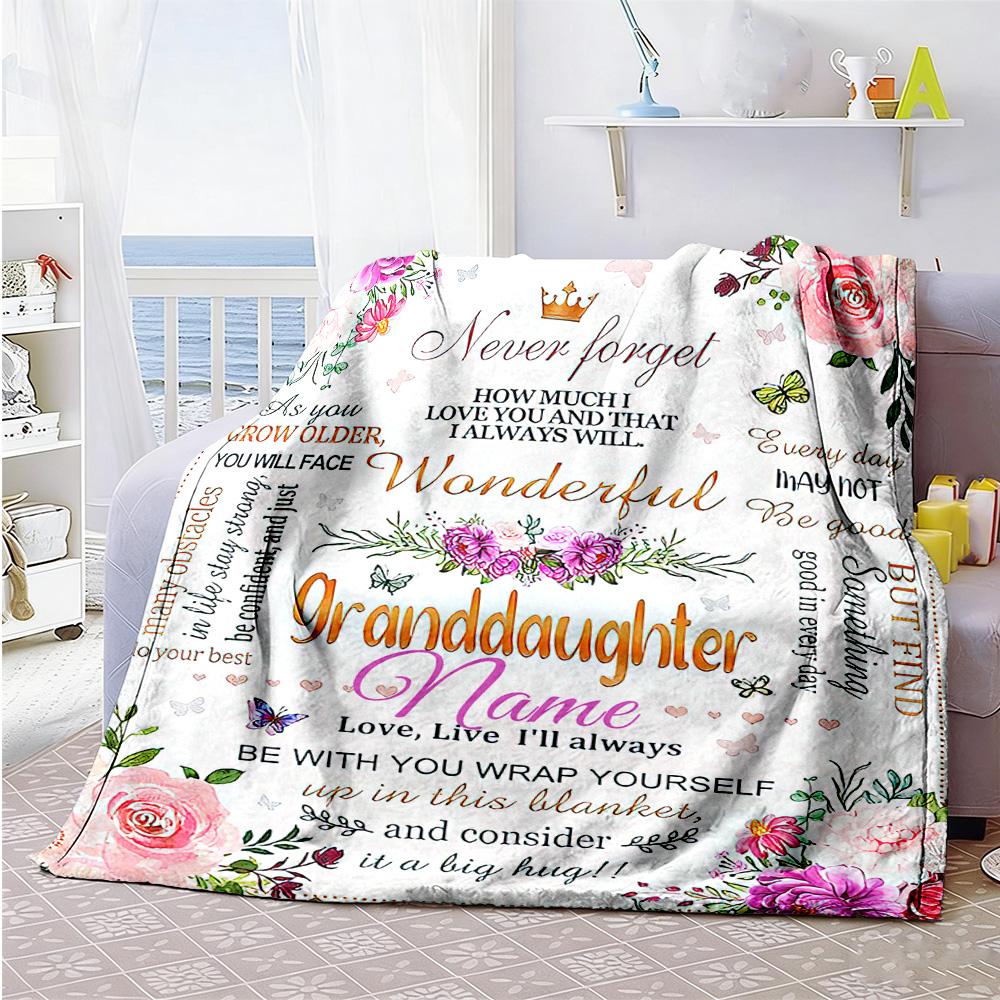 Granddaughter12 Personalized Text Blanket Cozy Customizable Blanket Soft Warm Cozy Versatile for Office Seaside Living Room Picnics