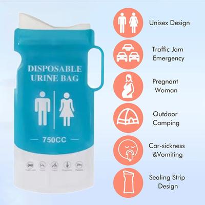39075 Pcs 750ML Disposable Urinal Bag Leak Proof Eco-Friendly Urine Bag Unisex Portable Camping Pee Bag Vomit Bag