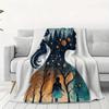 Ganzjahres-Kuschel-Flanell-Decke mit Sternenhimmel & Mond-Design - Weich, Maschinenwaschbar, Perfekt zum Nickerchen, Sofa, Bett oder Unterwegs