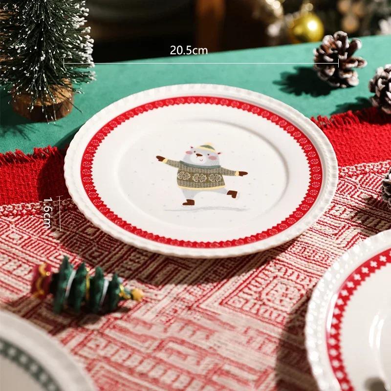 Light Luxury Christmas Ceramic Plates Creative Cute Fruits Dessert Plate Delicious Dishes Dining Plate Exquisite Tableware Gifts