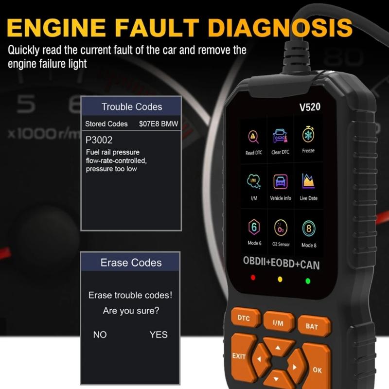 Vehicle OBD Scanner Auto Engine Light Fault Code Reader Detection Multi-language Diagnostic Scanner with Digital Display