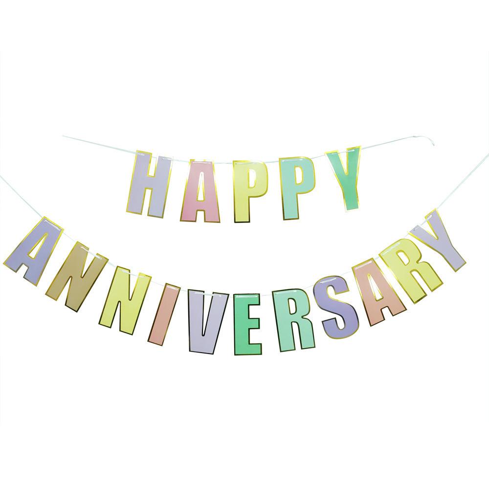 

Happy Anniversary Wedding Anniversary Macaron Bronzing Flag Surprise Party Arrangement Latte Flowers Bronzing wedding anniversary flag