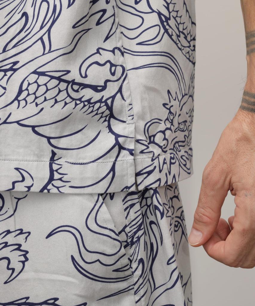 Schott NYC Hawaiian Shirt "DRAGON" / 782-4123012 Men's Medium 030 White