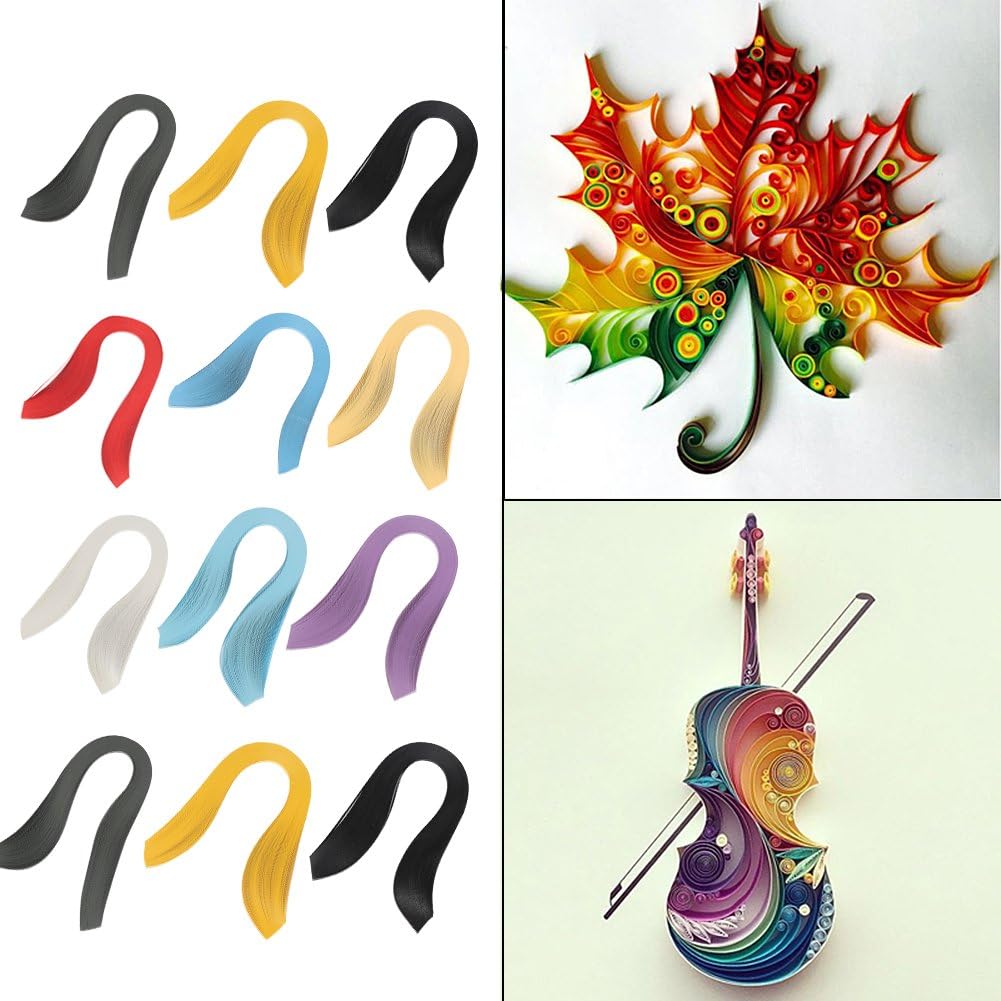 Paper Quilling Strips Set, 600 Strips Quilling Art Paper 3mm Width Pure Color Origami Paper Hand Craft Decoration 12 Colors (Nude)