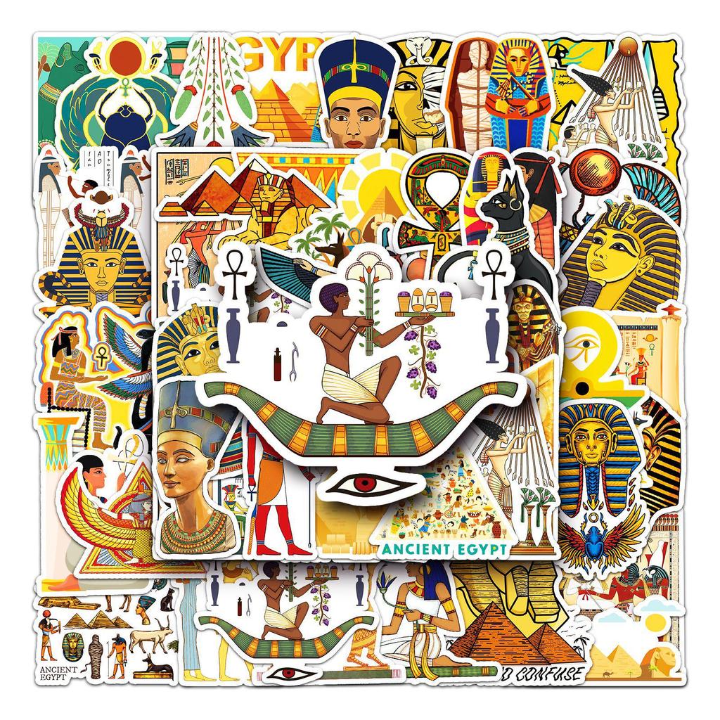 50 Egyptian Pharaoh Trendy Graffiti Stickers for Luggage, Laptop, and Car