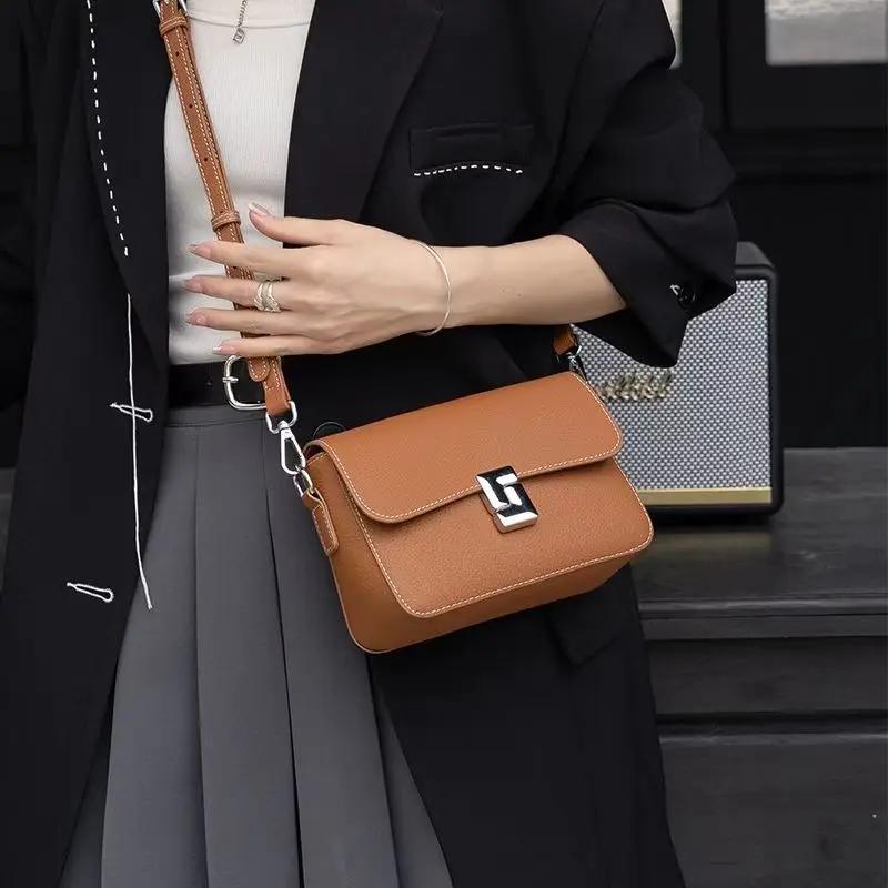 Genuine Leather Square Crossbody Bag for Women Small Shoulder Bags Designer Flap Handbags Ladies Leather Trend Handbags