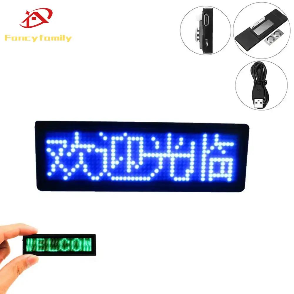 Fancyfamily Mini LED Digital Bluetooth APP Programmable Rechargeable Scrolling Name Message Tag Sign