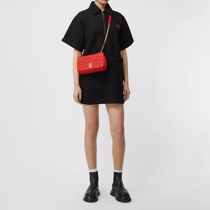 Burberry Lola Bag Tb Logo Metal Chain Quilted Lambskin Crossbody Shoulder Bag Women Bags Red 80208491