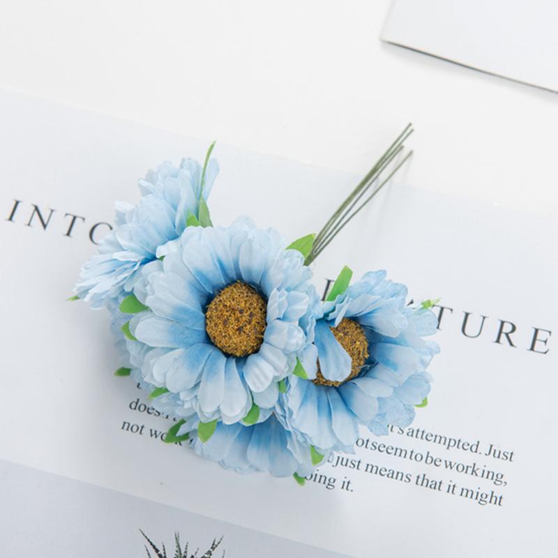 

Искусственные цветы ручной работы Гербера Мода Дом Сад Невеста Сделай сам Подарочная коробка Материал для венка Свадебный банкет Украшение фестиваль 1PCS синий